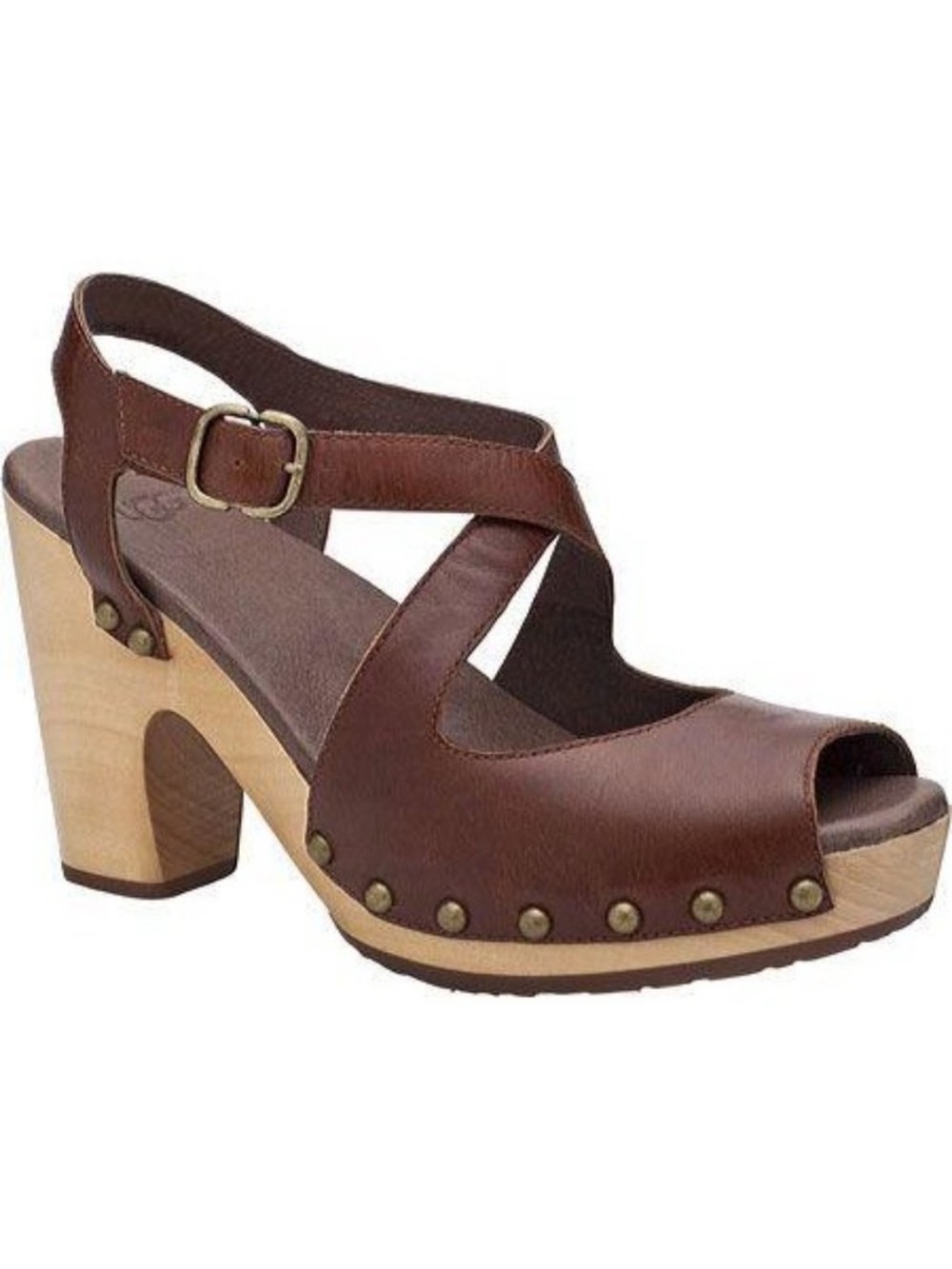 UGG Nadia Wooden Clog Platform Leather Sandals (size 7)